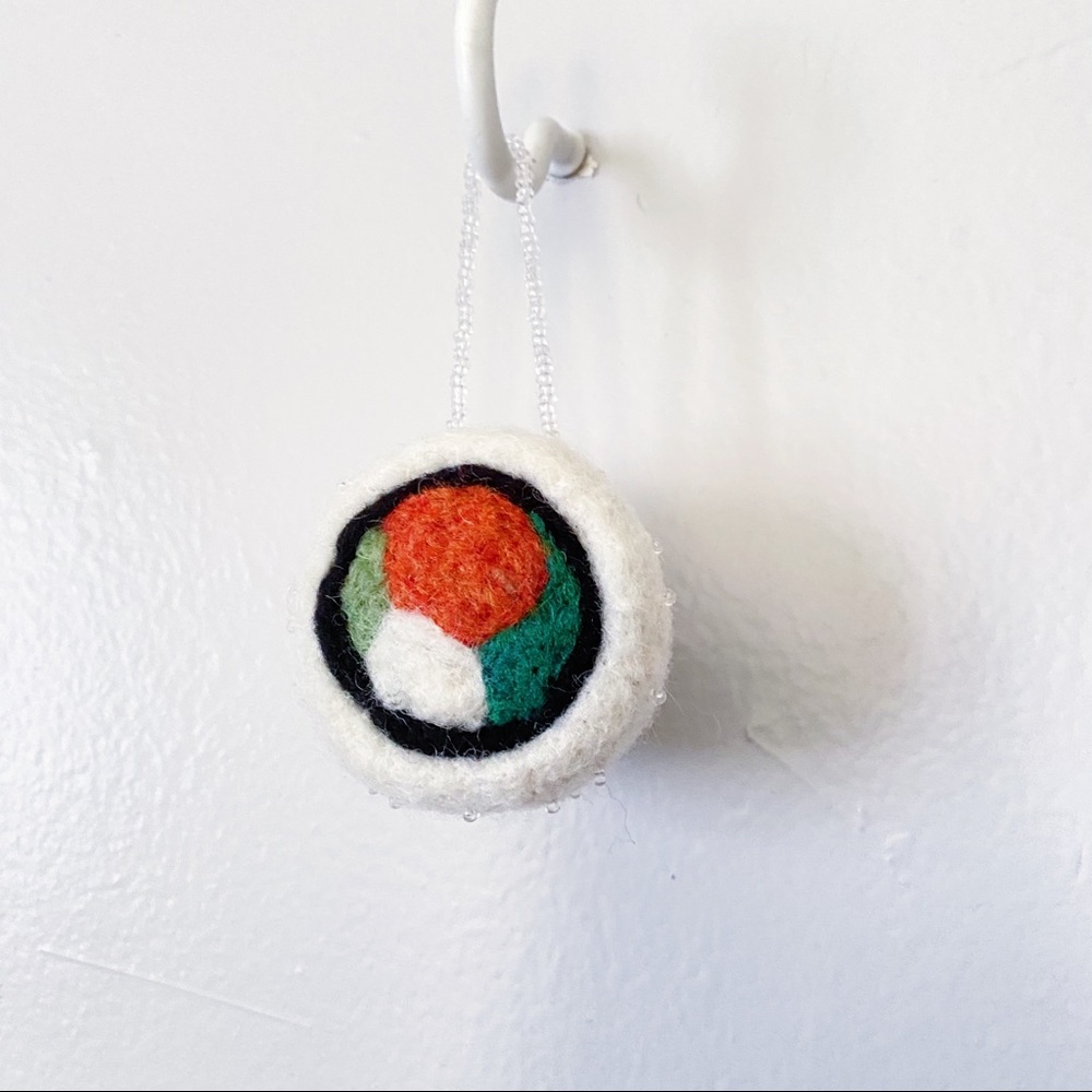 Handmade Felted Sushi Holiday Christmas Ornament